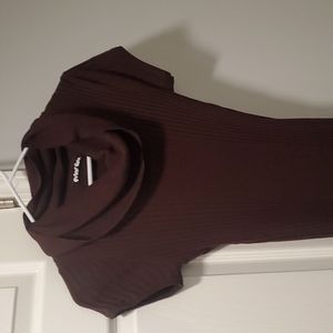 Ladies sweater stretch dress midi chocolate brown medium